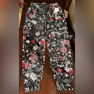 Fresh Prints of Bel Air Black and Red Graphic Joggers - Dope Culture • Large NWT